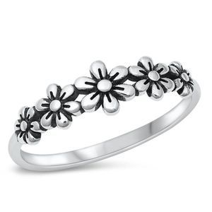 Silver Ring - Flower Ring Sterling Silver Ring - 925 size 4-10